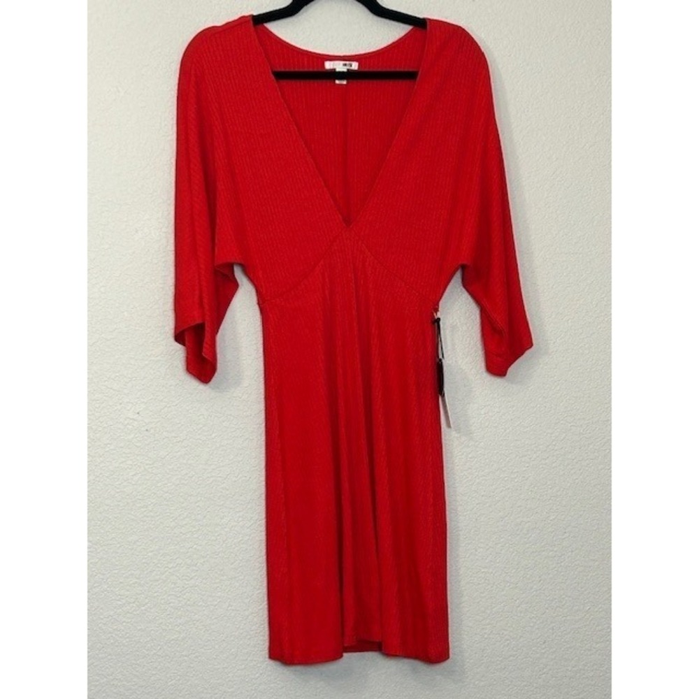 NWOT Amuse Society Women's Small Red V-Neck Mini Dress Dolman Sleeves Romantic